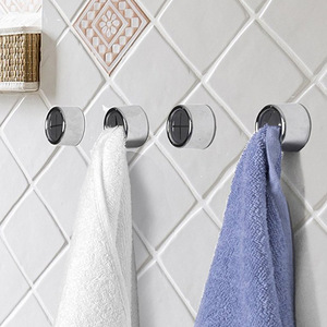 Crochets pour serviettes de salle de bain Stickers muraux adhésifs ronds <span class=keywords><strong>Porte</strong></span>-serviettes chromé - Product Image 3