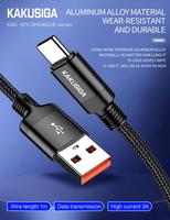 Diskon besar produk 2025 KAKUSIGA kualitas tinggi 3A kabel kepang USB untuk Tipe C pengisian cepat Pintar 1 Meter kabel Data untuk telepon