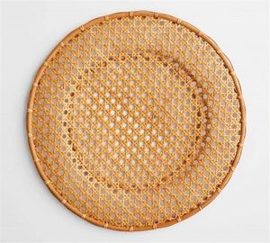 Piastra Per Caricabatterie Eventi In Vetro Caricatore 100 Piastre Da 13 14 2025 Fibra Di Bambu Intrecciato - Product Image 2