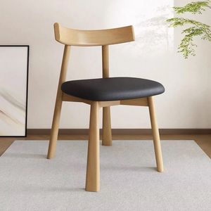 Silla de Comedor Moderna y Sencilla de Madera Maciza con Cuero PU, Estilo Lujoso para Hogar, Restaurante, Hotel, Estudio, con Función de Balanceo, Modelo L034 - Product Image 1
