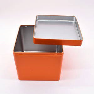 En stock en gros 8 pouces vide Orange blanc grand métal carré Snack Biscuit gâteau thé café biscuit stockage boîte en fer blanc avec Ild - Product Image 4
