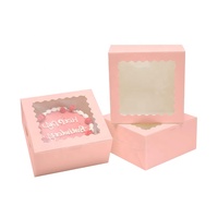 Boîtes à gâteaux roses bon marché avec fenêtre Boîte à gâteaux de qualité alimentaire avec planches à gâteaux Boîtes de boulangerie en carton blanc à impression personnalisée