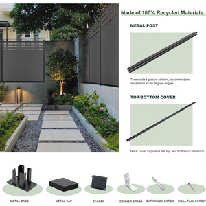 Paneles de valla WPC, Material de marco de poste de aluminio para jardín/característica ecológica, valla impermeable, enrejado, valla de jardín al aire libre - Product Image 5