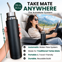 Thermos de voyage multifonctionnel 3-en-1 pour thé maté brésilien avec paille filtrante et couvercle – Cadeau d'affaires
