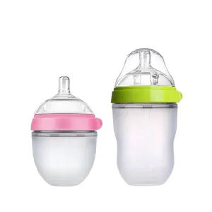 थोक खिला बोतल 0m-BPA मुक्त 100% खाना ग्रेड सुरक्षित सिलिकॉन बच्चे को खिलाने दूध की बोतलें बच्चे पीने की बोतल