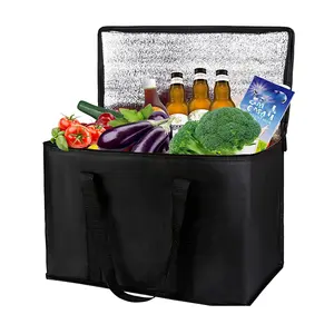 Изготовленные на заказ бумажные хозяйственные сумки бакалеи Кемпинг перевозки продовольствия застежка-молния складной большой черный Ланч-бокс изолированная сумка-холодильник