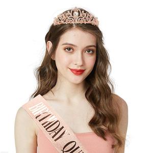 Alloy Happy <strong>Birthday</strong> Queen <strong>Crown</strong> Tiaras <strong>Sash</strong> for Women Adult Princess Party Festival Decoration Hair Accessories Customizable - Product Image 2