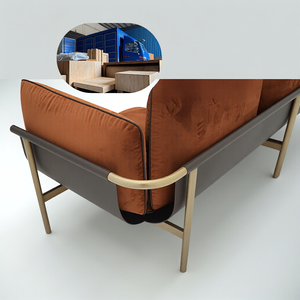 Sofá Esquinero de 3 Plazas de Lujo Estilo Italiano, Diseño Moderno, Tela Cómoda de Color Marrón - Product Image 2