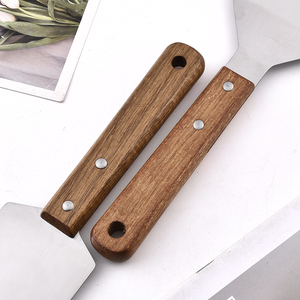 Wholesale SUS430 <strong>Accessories</strong> Stainless Steel <strong>Kitchen</strong> <strong>Grey</strong> Wooden Handle Spatula Cake Cooking Spatula with Hanging Wooden Handle - Product Image 6