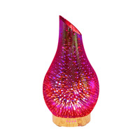 Difusor de Aroma 3D con Borde Biselado de Vidrio, Vapor Frío Ultrasónico, Luz Nocturna de Siete Colores, Base con Aspecto de Madera, Uso en Interiores, 36dB de Ruido, 0.5L