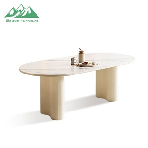 <span class=keywords><strong>Table</strong></span> à manger ovale en pierre frittée de style crème moderne Wayon, prête à être expédiée, ensemble de salle à manger de luxe nordique pour petit appartement - Product Image 2