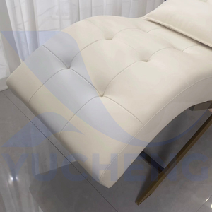 Beauty Hospital Salon Furniture Black Leather Eyelash Bed Luxury Gold Metal Base Curved Massage Eyebrow Bed - Product Image 6