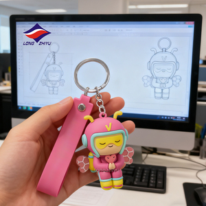Longzhiyu, usine OEM depuis 20 ans, porte-clés <span class=keywords><strong>en</strong></span> caoutchouc PVC 3D personnalisé, porte-clés de personnage mignon, style de dessin animé créatif, porte-clés cadeau - Product Image 5