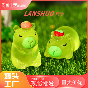 Green Kapibara Resin Figurine Miniature Animal Cartoon Home Decoration <b>Spring</b> 2026 Yiwu Origin Plastic Epoxy Craft - Product Image 5