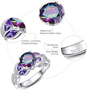 Anillo de compromiso romántico con forma de flor en plata S925 con circonita para mujer, engaste pavé, montura de puntas, chapado en rodio. - Product Image 6