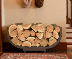 Porta Legna Universale Extra-Stabile con Bordi Arrotondati, Design d'<span class=keywords><strong>Interni</strong></span> di Alta Gamma, Bicolore in Metallo e Legno - Product Image 4