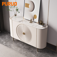 PURUO table de console de luxe en métal, coin salle à manger en bois mdf, couloir d'entrée en verre en acier inoxydable