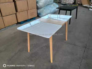 Mesa De Comer De Estilo nórdico, mesa De comedor extensible plegable moderna, mesa De comedor extensible blanca De madera maciza, Mesas De Madera - Product Image 6