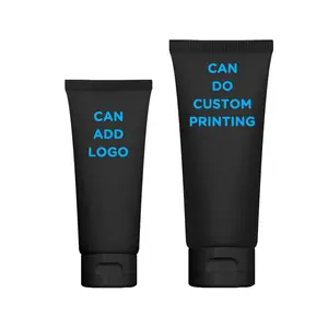 Tubo de embalagem de plástico cosmético, preto branco matte brilhante vazio pode adicionar logotipo e impressão 30ml 60ml 75ml 100ml 120ml 150ml