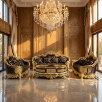 Canapé de luxe français en bois massif sculpté, style européen, pour salon, avec feuille d'or, tissu importé, éponge, sur mesure, pour villa, haut de gamme