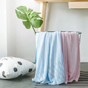 100% 竹子夏季凉爽睡床针织婴儿毯竹纤维电缆针织毯冰丝儿童针织毯
