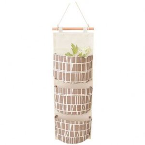 Sac de rangement suspendu Pochette en coton en tissu pour articles divers avec 3 poches - Product Image 3