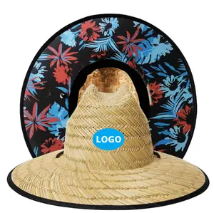 Шляпа соломенная с логотипом на заказ для мужчин и женщин, Соломенная Панама для серфинга и пляжа, натуральная ажурная трава, летняя