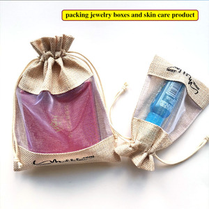 Bolsas con cordón para vino de yute de fabricante al por mayor con ventana de organza y bolsas de regalo con cordón para vino de <span class=keywords><strong>arpillera</strong></span> - Product Image 4