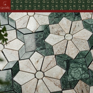 Mosaico de Mármol con Diseño de Estrella Octogonal Verde y Blanco GOLDKING, Montado en Malla, Suministro Directo de Fábrica, Personalizable - Product Image 5