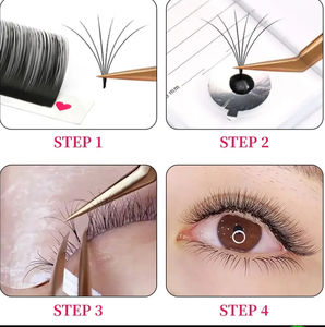 Etiqueta personalizada coreana 5-25mm terciopelo fácil ventilador extensiones de pestañas oscuro mate negro Cachemira calidad esponjoso suave volumen extensiones de pestañas - Product Image 5