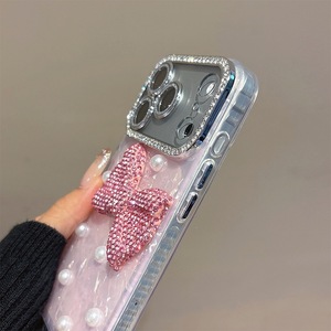 Custodia per iPhone 17 Pro Max con motivo a cuore, strass e fiocco 3D, protezione fotocamera, <span class=keywords><strong>cover</strong></span> personalizzata per iPhone 16 15 14 13 - Product Image 5