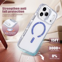Étui magnétique de luxe léger incrusté de diamants et de paillettes, en TPU + acrylique, antichoc et résistant aux chutes pour iPhone 17 16 15 14