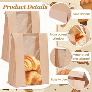 Sacs à pain en papier <span class=keywords><strong>kraft</strong></span> avec fenêtre et <span class=keywords><strong>étiquettes</strong></span> métalliques pour pain au levain et produits de boulangerie, sacs à pain personnalisés en papier <span class=keywords><strong>kraft</strong></span> - Product Image 5