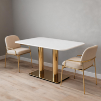 Tables à manger en marbre pour hôtels commerciaux, cafés, tables carrées/petites modernes et minimalistes, durables, faciles à nettoyer, pour les réunions