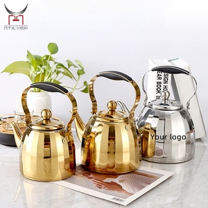 Bollitore per Tè con Logo Personalizzato Placcato Oro, Acciaio Inossidabile 304, per <span class=keywords><strong>Fornello</strong></span> a Gas e Piano a Induzione, Sicuro per Casa e Hotel - Product Image 1
