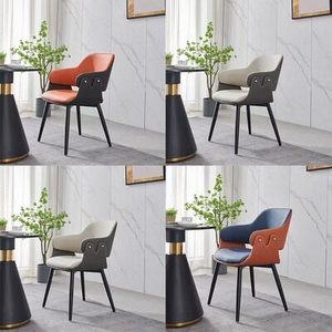 Sillas de Comedor Italianas Minimalistas, Sillas de Comedor de Cuero Modernas y Lujosas, Respaldos de <span class=keywords><strong>Estilo</strong></span> Retro para <span class=keywords><strong>Restaurante</strong></span> - Product Image 2