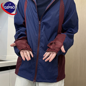 QZFSO Custom Streetwear <b>Lightweight</b> Mesh Zip up Windbreaker Breathable Quick-dry Polyester Sun Protection <b>Jacket</b> With Hood - Product Image 4