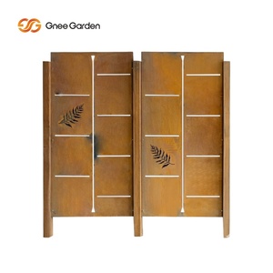 Paravent de jardin moderne en acier Corten, résistant aux intempéries, écologique, rustique, orange, rectangulaire, ornement pour la décoration de jardin - Product Image 2