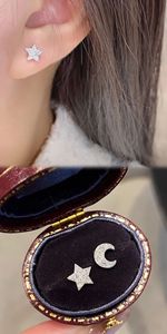 Pendientes de Oro Real de 18K y Diamantes Naturales con Forma de Luna o Estrella para Mujer, Joyería de Lujo Xinfly - Product Image 5