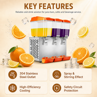 Distributeur de jus commercial 16L, machine à boissons froides, distributeur de boissons à trois réservoirs pour restaurant, bar, pulvérisation, agitation GQ-JD316D