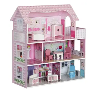 Mebel Mainan Diy Rumah Boneka WEIFU Menarik Miniatur Kayu Boneka Rumah dengan Mebel