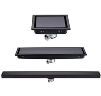 Insert de carreau de sol carré invisible égouttoir de douche linéaire Rectangle noir mat siphon de sol en acier inoxydable