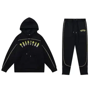 QY7260 Wholesales Unisex Streetwear Trapstar Hoodie And Sweat Pants Set Embroidered Logo Tracksuit Hoodies Set