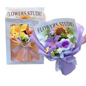 Ramo de Flores Tejidas a Crochet <span class=keywords><strong>para</strong></span> el Día de la Madre, Flores Rosadas Hechas a Mano, Arreglo Floral Eterno Hecho a Mano, Regalo Elegante <span class=keywords><strong>para</strong></span> Mamá - Product Image 5