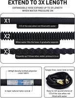 Tuyau d'arrosage extensible écologique et non toxique en latex, flexible et résistant à l'eau, avec raccords en laiton de 3/4 pouce pour camping-car et camping