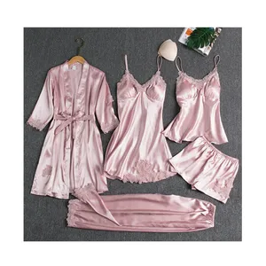 En gros Plus La Taille Femmes Soie Satin Sexy Nuit Robe Pyjama De Nuit Robe de La Maison Short