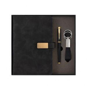 Business Promotional Custom Vip Clients Luxury PU Leather Embossed Agenda Notebook and Pen <b>Gift</b> Set with Keychain - Product Image 2