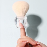 Pinceau Kabuki en acrylique transparent en forme de pomme, grand pinceau à poudre et blush synthétique doux, logo personnalisé, vente en gros