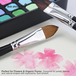 Panwenbo – Lot de 4 pinceaux ovales pour peinture, pinceaux à peinture florale, pinceaux d'artiste pour pétales, pinceaux aquarelle langue de chat - Product Image 5