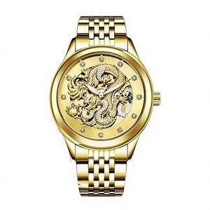 Explosions zodiaque Dragon doré mode atmosphérique lumineux analogique métal automatique <span class=keywords><strong>montre</strong></span> mécanique hommes 821 - Product Image 1